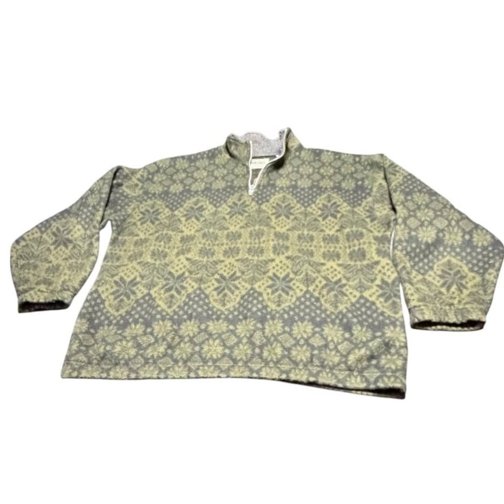 Vintage Bugle Boy Snow Fleece Quarter Zip Pullover Large 90s Nordic Print Mens L